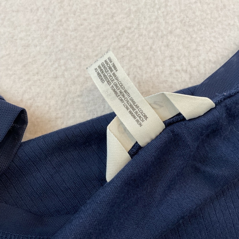 Soma Womens Navy Blue Ribbed Short Sleeve‎ Pajama Top Mesh Trim XXL Relaxed Fit - Picture 7 of 7